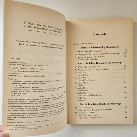 Boundaries in Marriage by Dr Henry Cloud & Dr John Townsend 1999 PB NEW - Picture 2 of 7